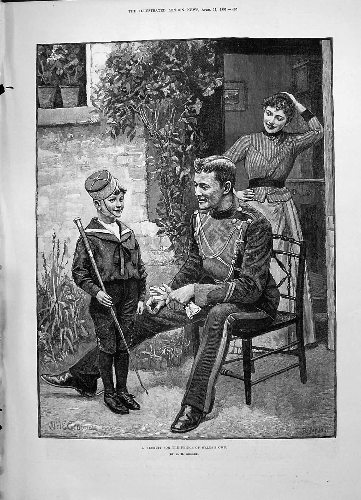 Antique Print 1891 Young Boy Recruit Prince Wales War Sier Manipur Grimwood
