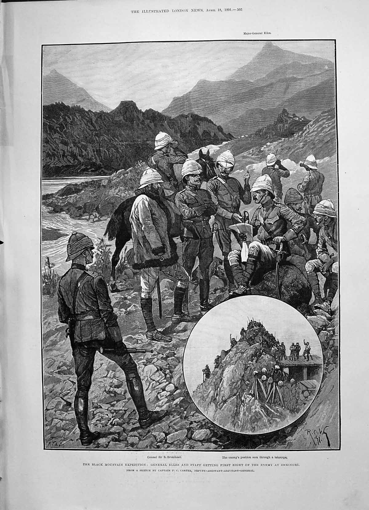 Old 1891 Black Mountains Expedition General Elles Shringri Colonel Br Victorian