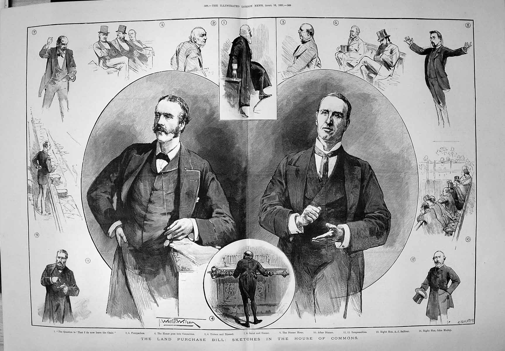 Old 1891 Land Purchase Bill House Commons Balfour John Morley Parliam 19th
