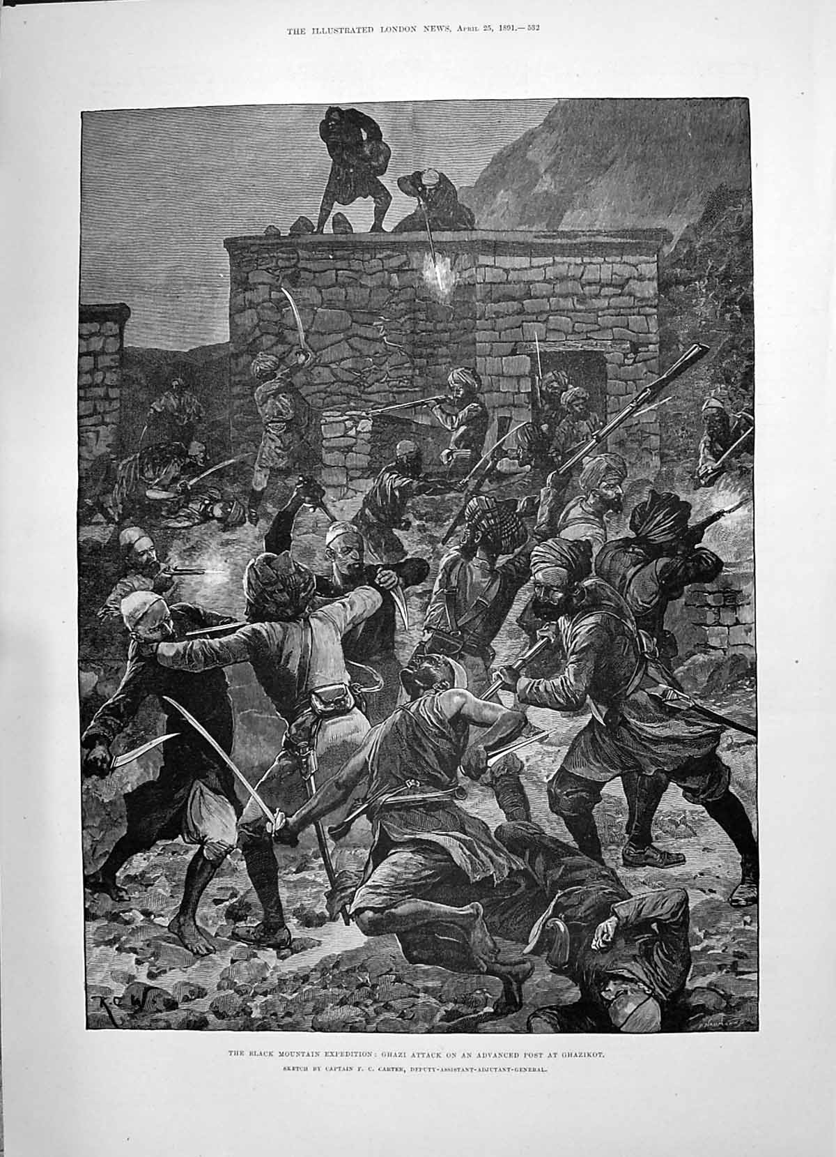Old 1891 Black Mountain Ghazi Attack Post Ghazikot Beaconsfield Disra Victorian