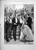 Old Antique Print 1891 General Favourite Lady Men Dance Romance Hopkins 19th