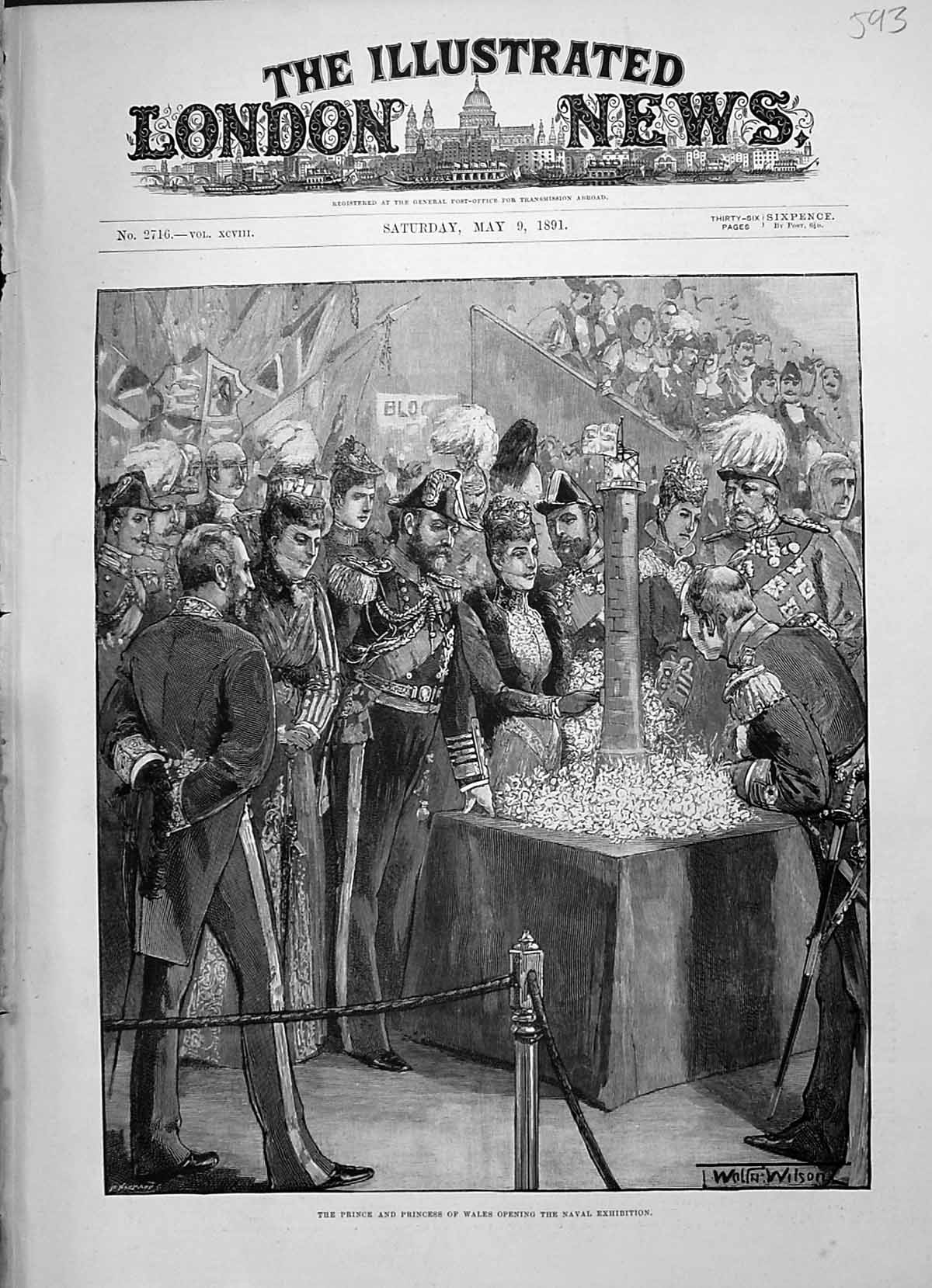 Old 1891 Prince Princess Wales Opening Naval Exhibition Royal Family Victorian