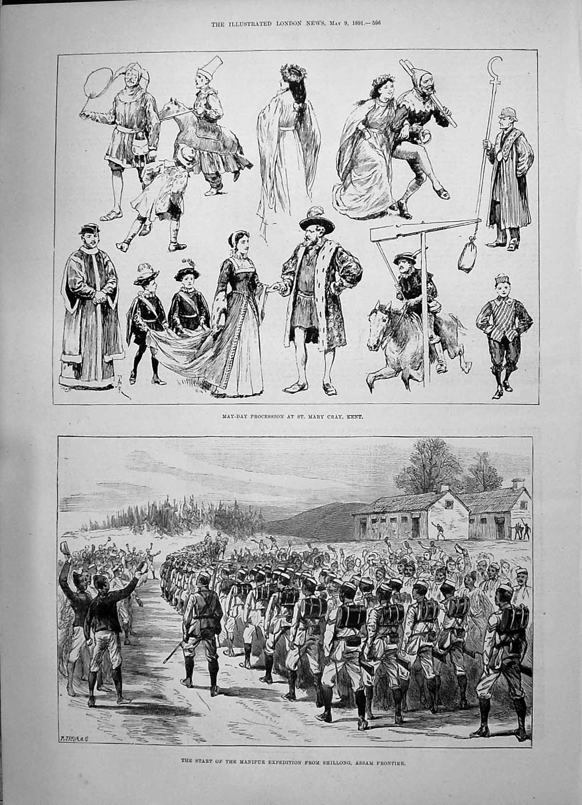 Old 1891 May-Day Procession Mary Cray Kent Manipur Shillong Assam Arc Victorian