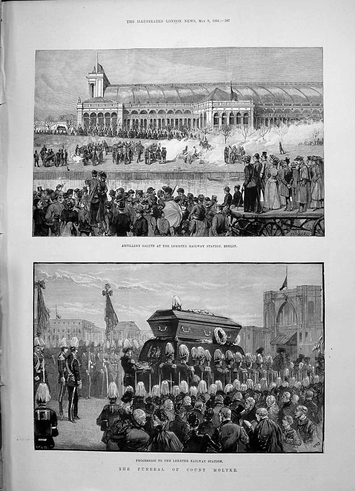 Old 1891 Funeral Count Moltke Lehrter Railway Berlin Train Crash Brig Victorian