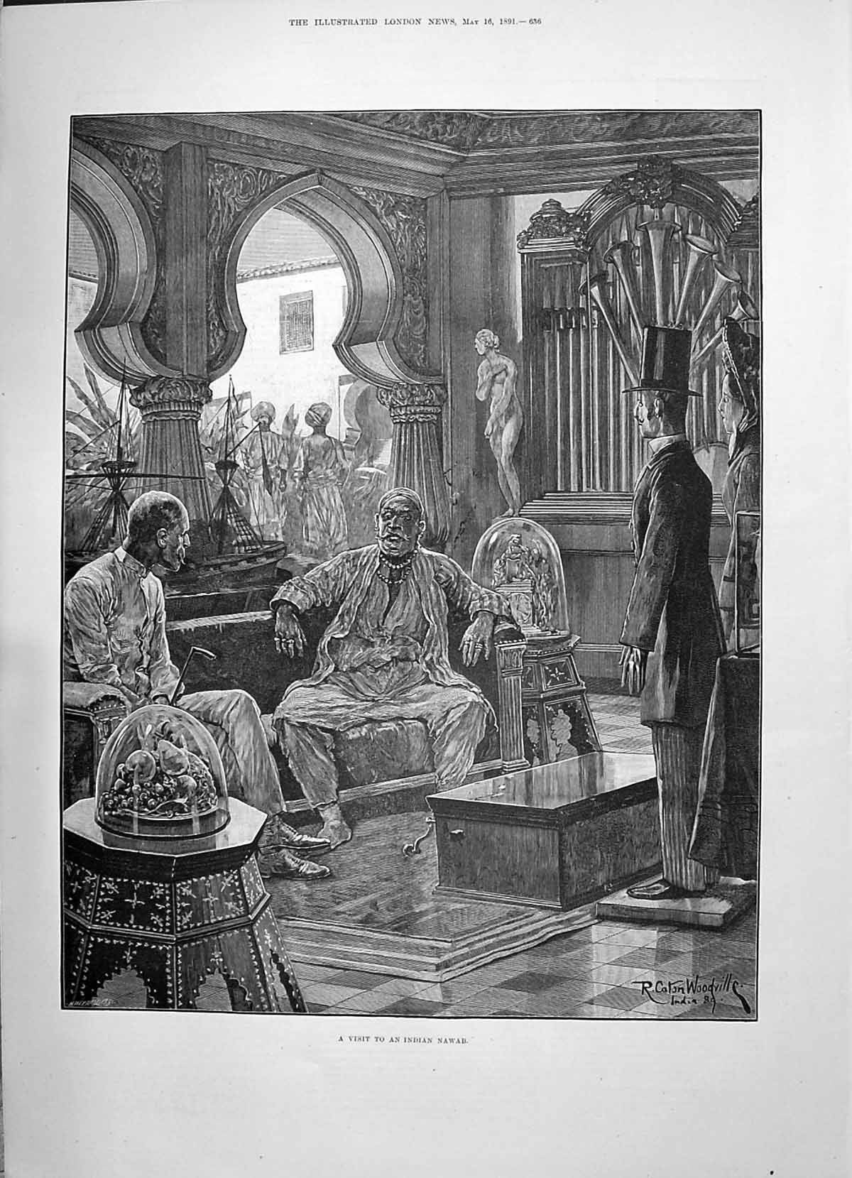 Old 1891 Scene Indian Nawab Woodville Derbyshire Joynson Blavatsky Po Victorian