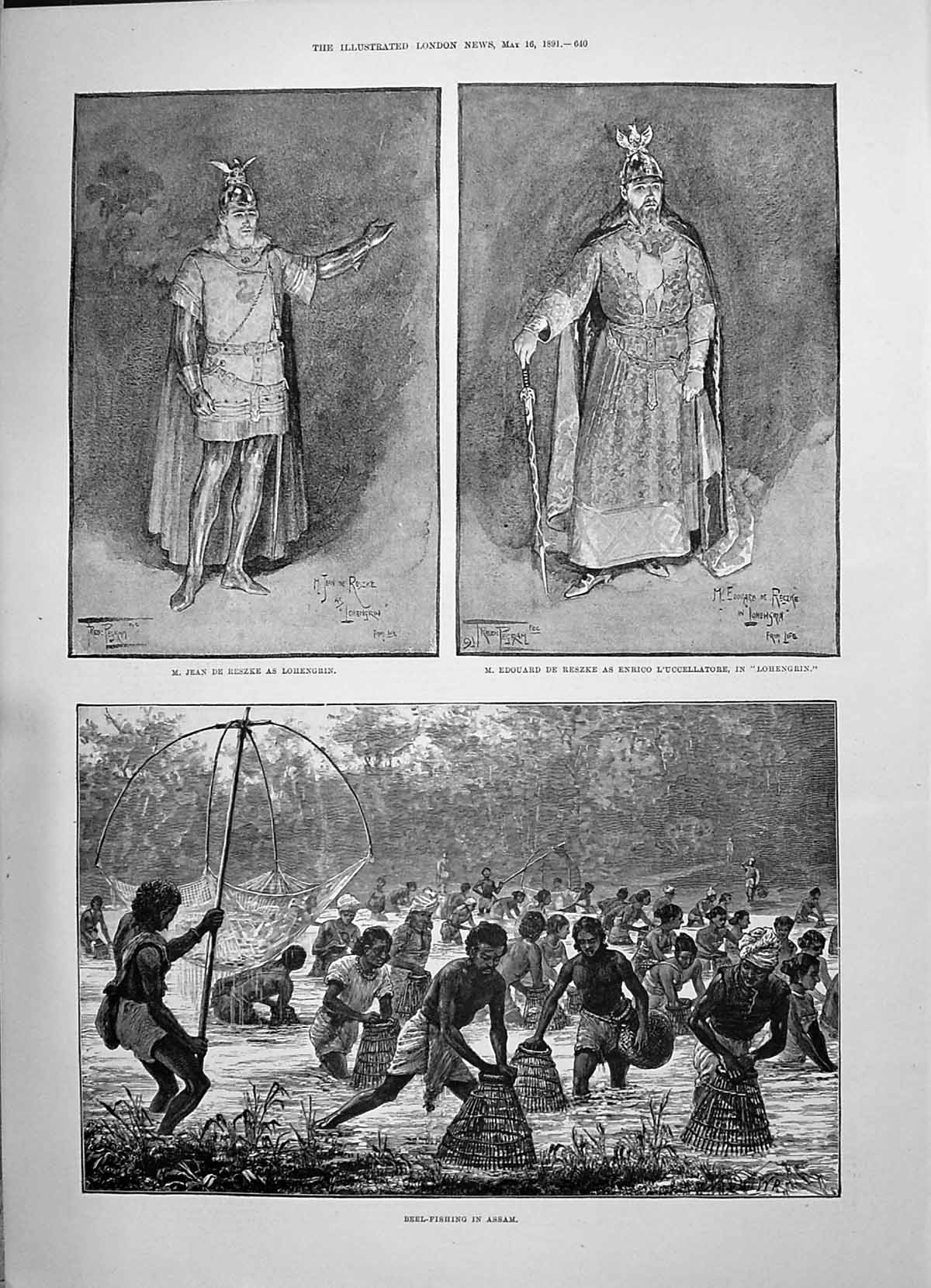 Old 1891 Beel Fishing Assam Jean Reszke Edouard Theatre Lohengrin Car Victorian
