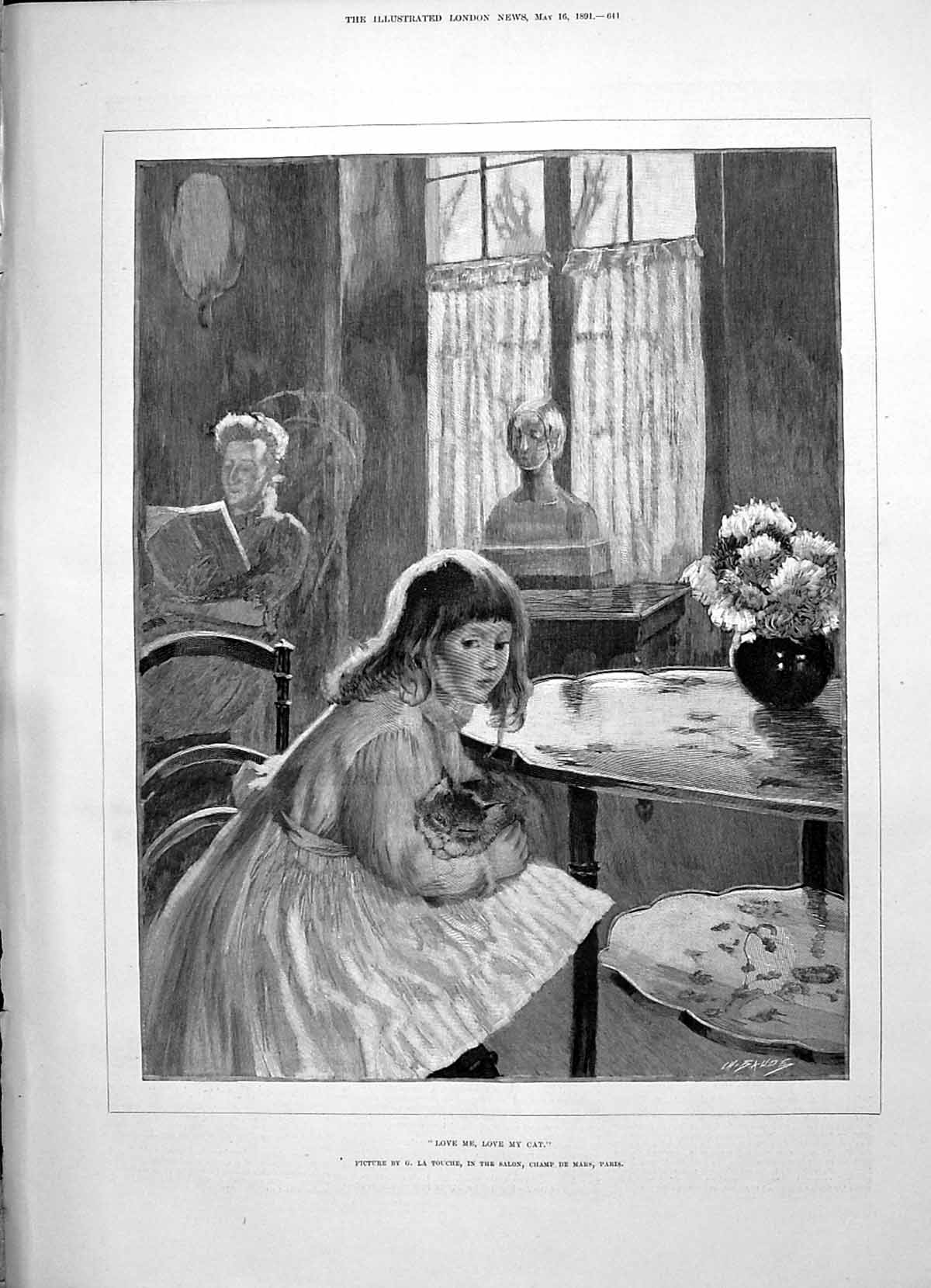 Old 1891 Love My Cat Little Girl Touche Navy Naval Costumes Sailors R Victorian