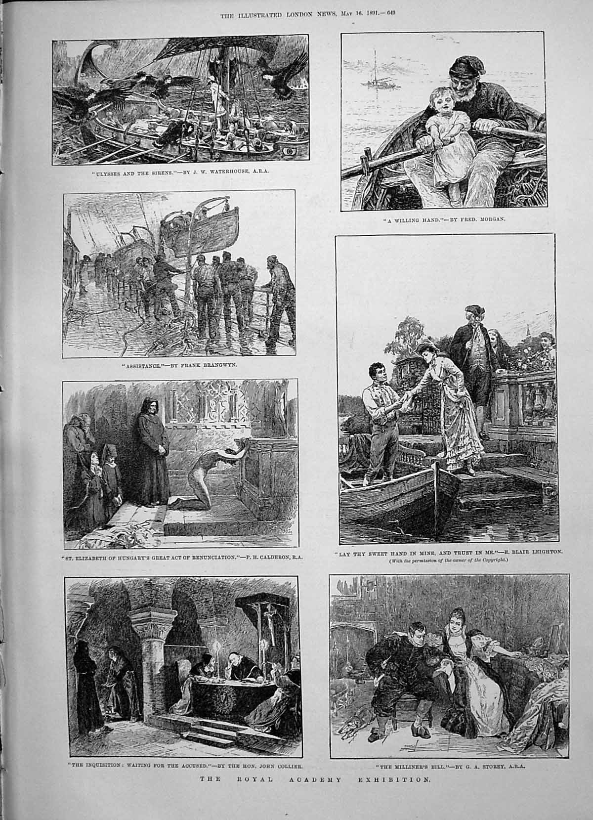 Old 1891 Royal Academt Art Ulysses Elizabeth Hungary Storey Collier M Victorian