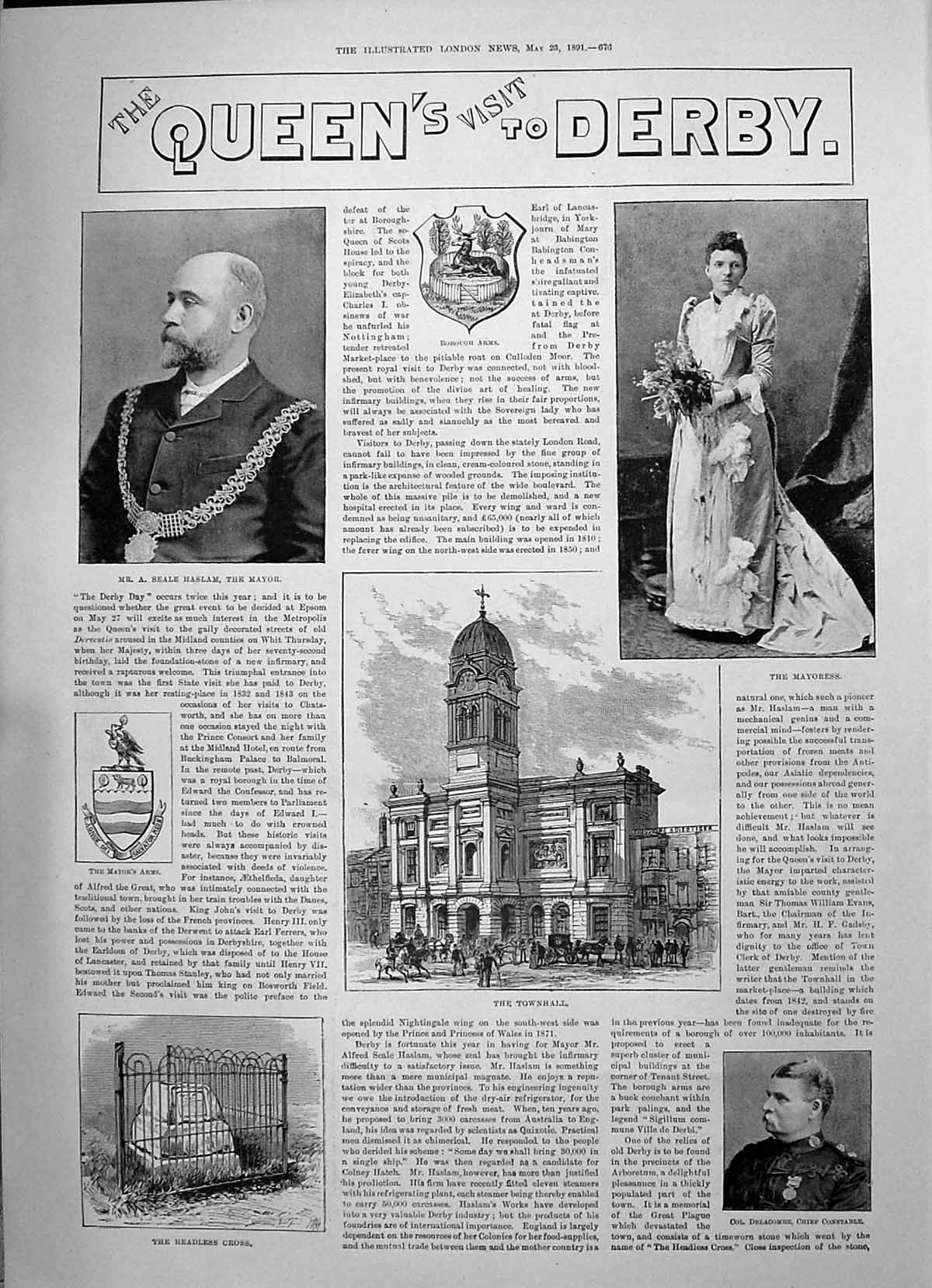 Old 1891 Derby Mayoress Seale Haslam Delacombe Townhall Infirmary Gad Victorian