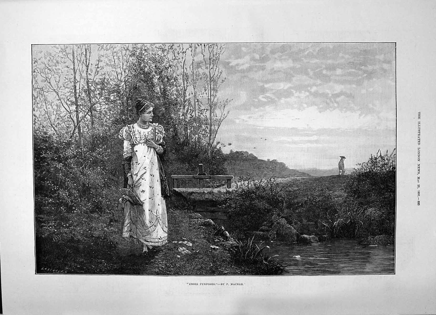 Old 1891 Cross Purposes Lady Man River Scene Macnab Skeleton Hermit H Victorian