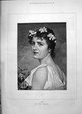 Old Antique Print 1891 Portrait Undine Beautiful Woman Thomas De Quincey 19th