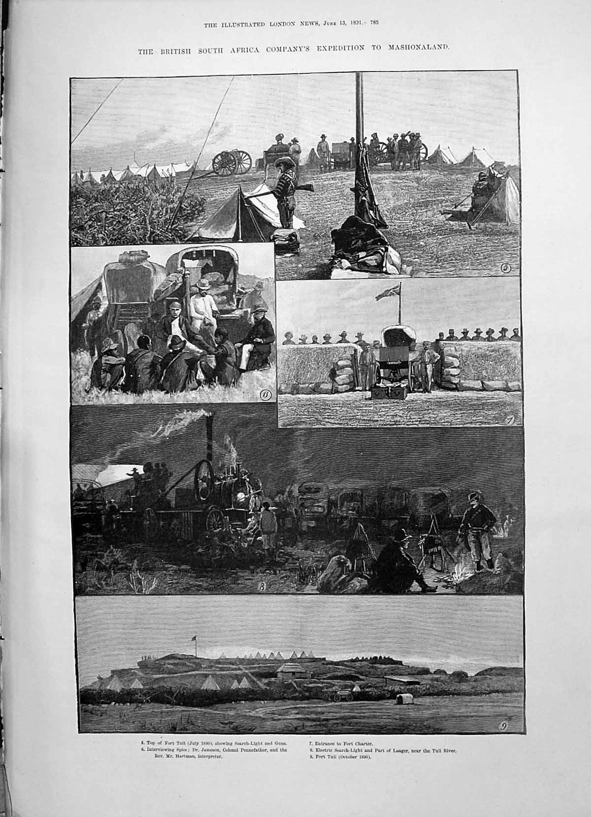 Old 1891 British Africa Mashonaland Fort Tuli Charter Hartman Jameson Victorian