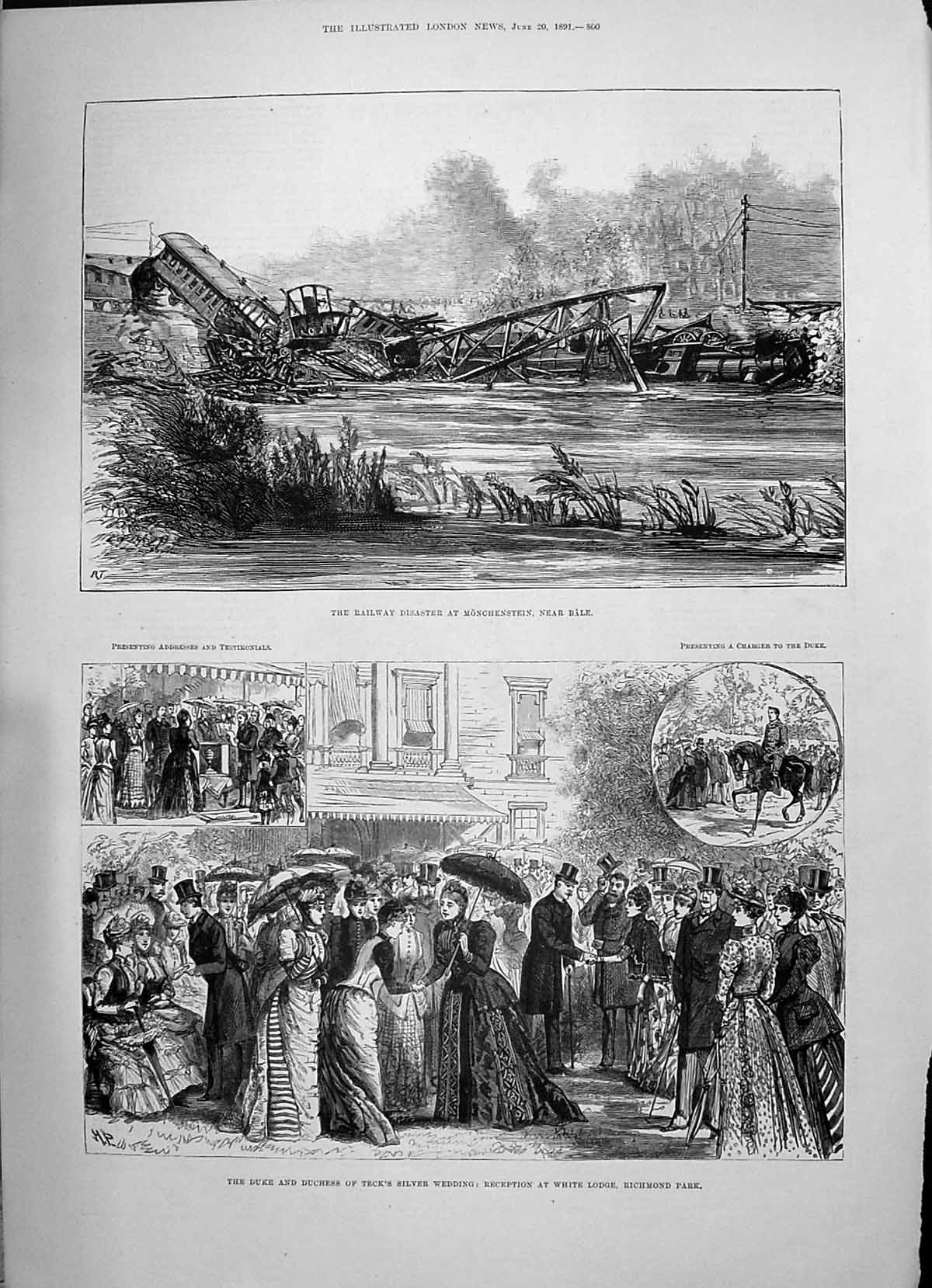 Old 1891 Train Crash Monchenstein Bale Duke Teck Wedding Richmond Abb Victorian