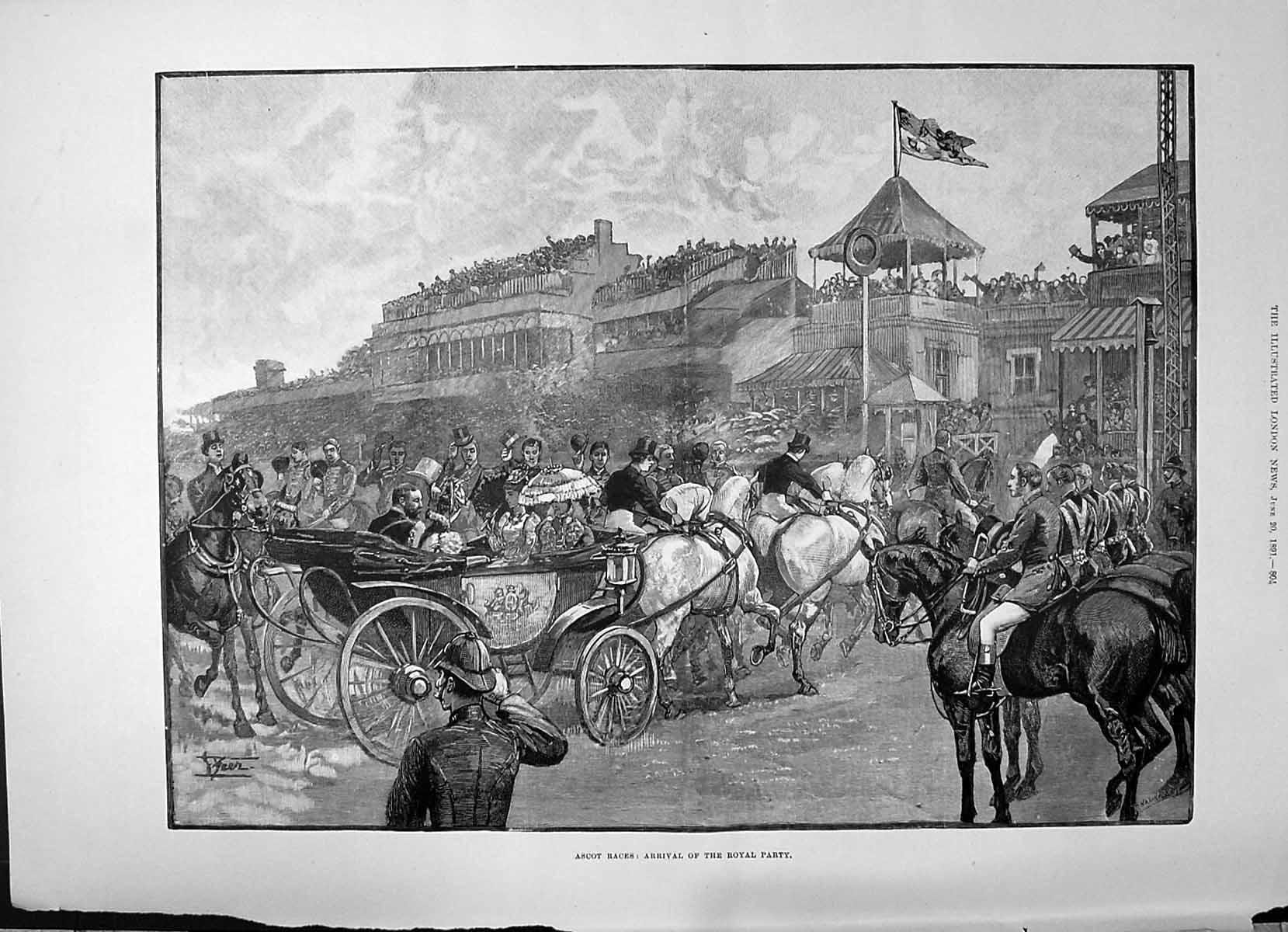 Old 1891 Ascot Horse Racing Sport Royal Party William Cliff James Bea Victorian