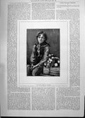 Old 1891 Boy Basket Flowers Princess Louise Ram Chandra Temple Benare Victorian