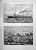 Old 1891 Steamer Ship Scot African Royal Mail War Chile Iquique Giles Victorian