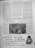 Antique Old Print 1891 Exterior Dover College Architecture Fry'S Pure Cocoa