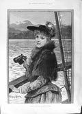 Old 1891 Lake Cruise Beautiful Lady Woman Knowles Dicksee Foster Flax Victorian