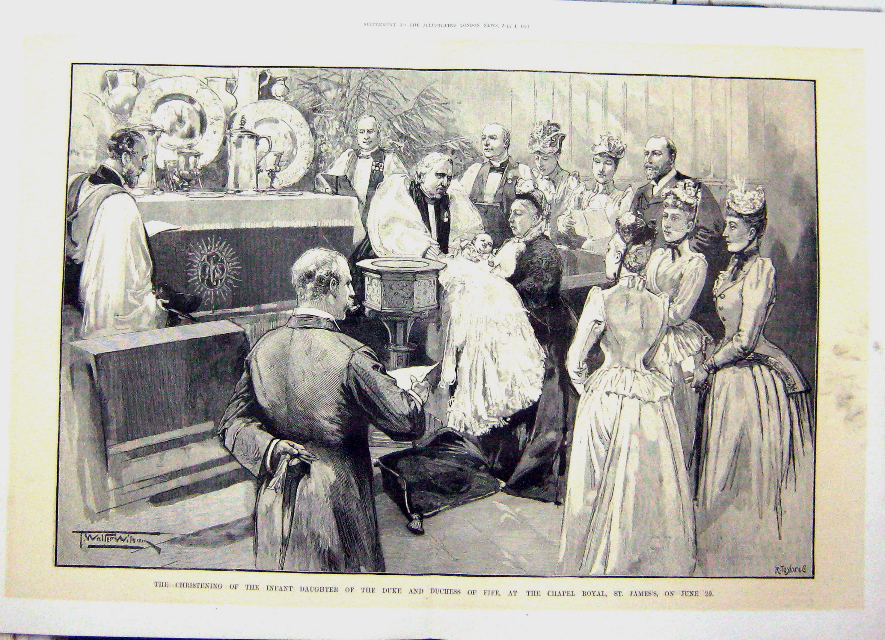 Old 1891 Christening Fife Duke Duchess Infant Daughter At Chapel Roya 0 19th