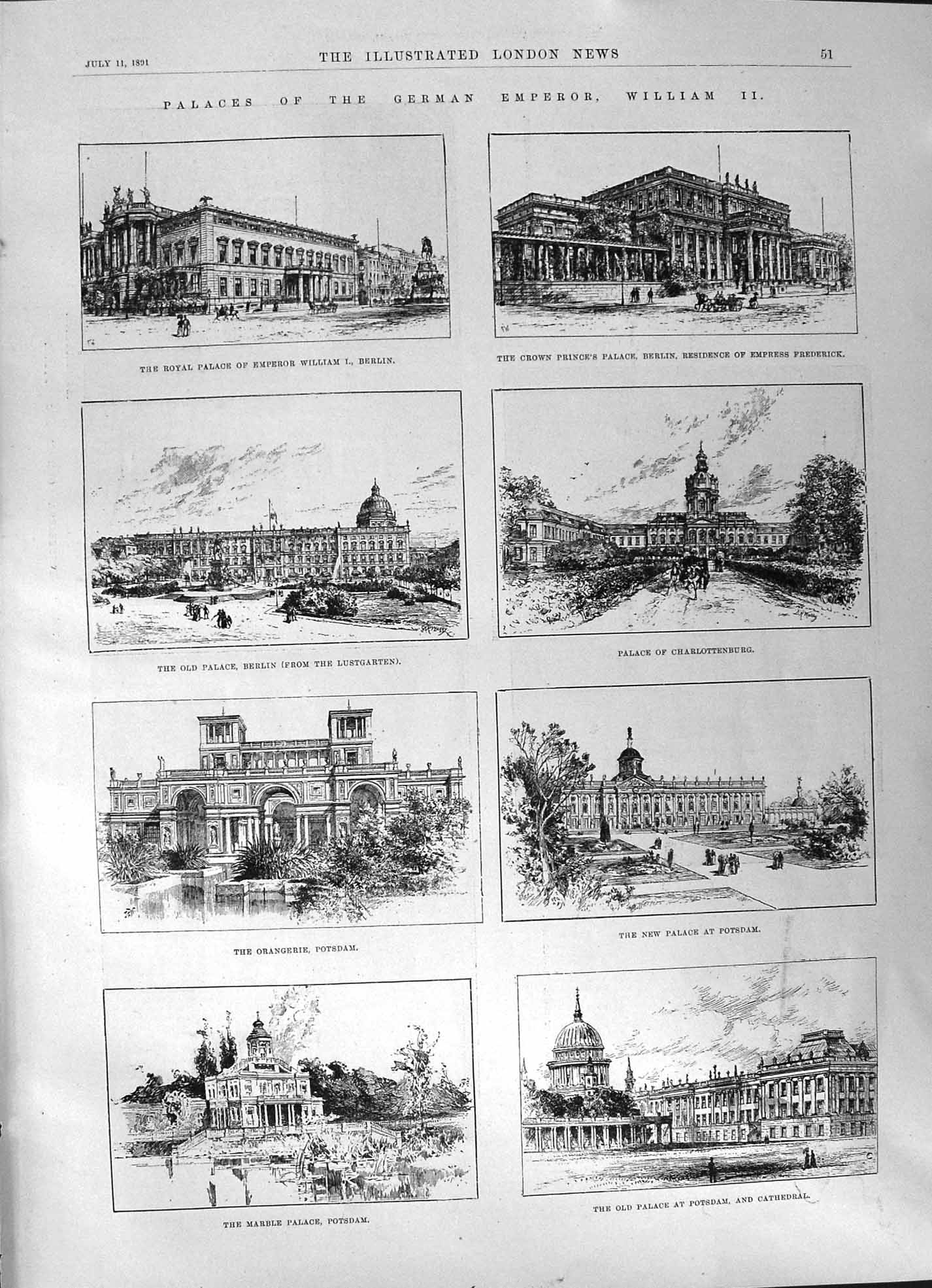 Old 1891 German Emperor William Palaces Princesses Apartments Cumberl Victorian