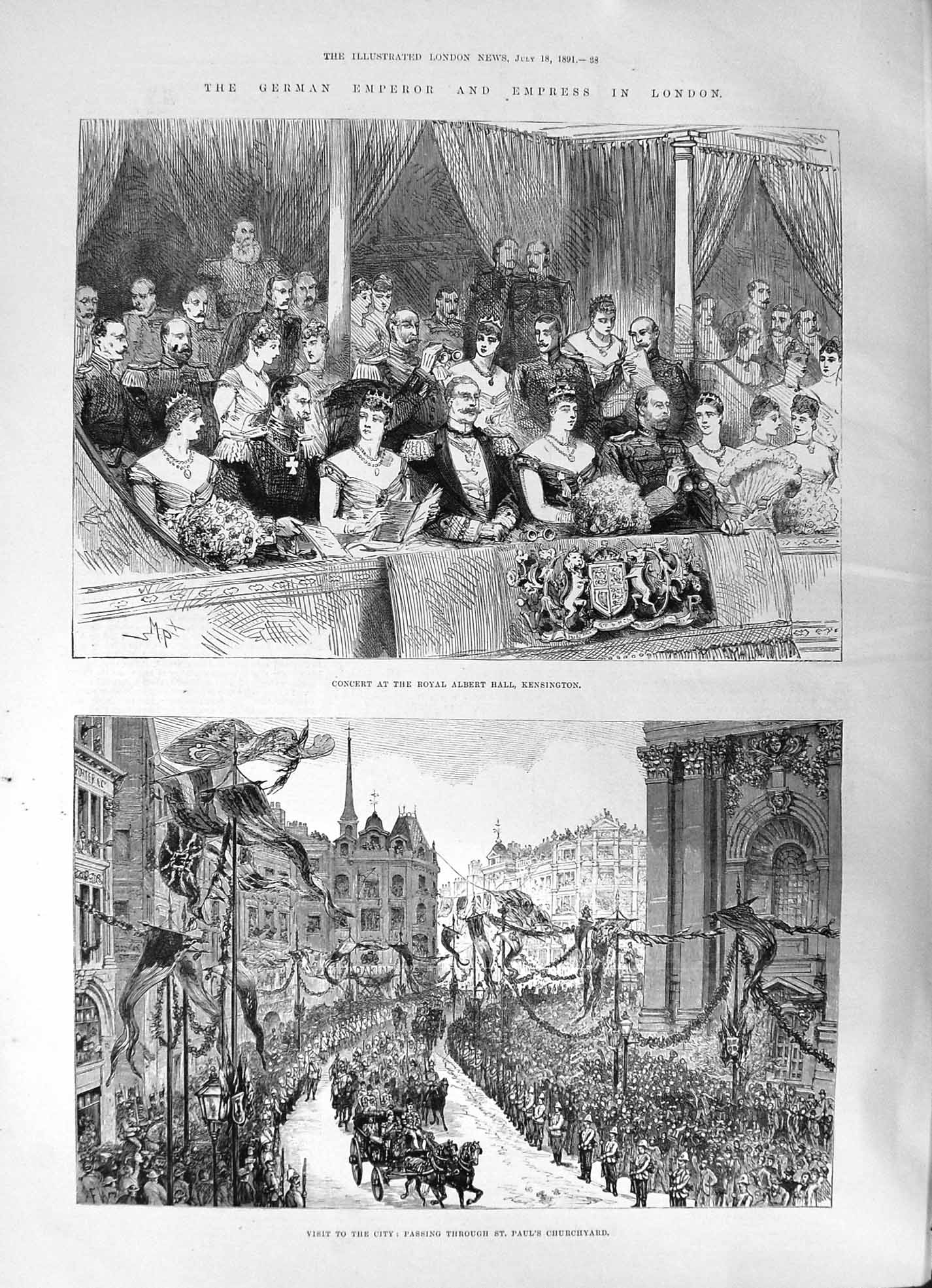 Old 1891 German Emperor Empress London Royal Albert Hall Robert Burns Victorian