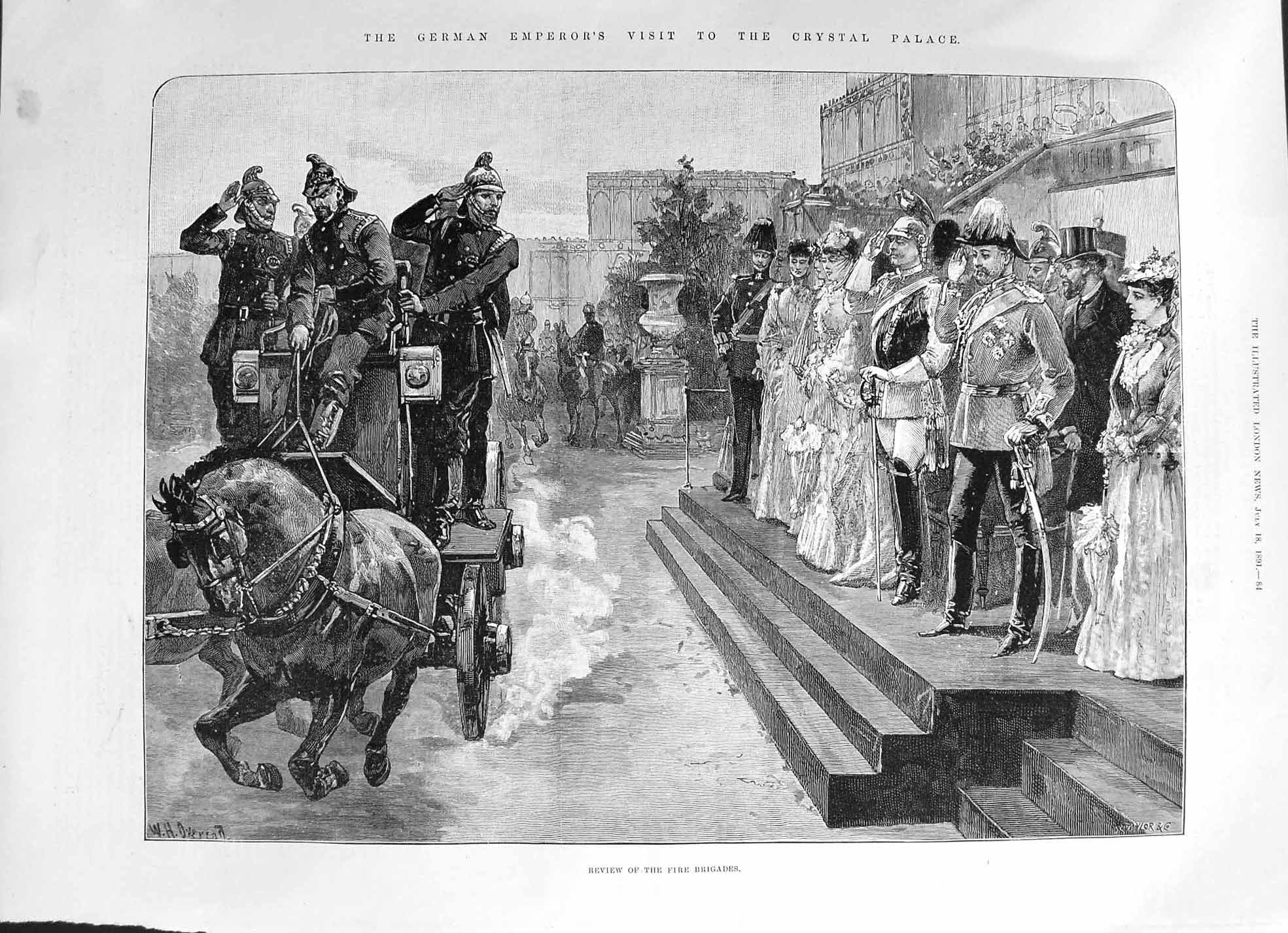 Old 1891 German Emperor Crystal Palace Visit Fire Brigades Review Hat Victorian