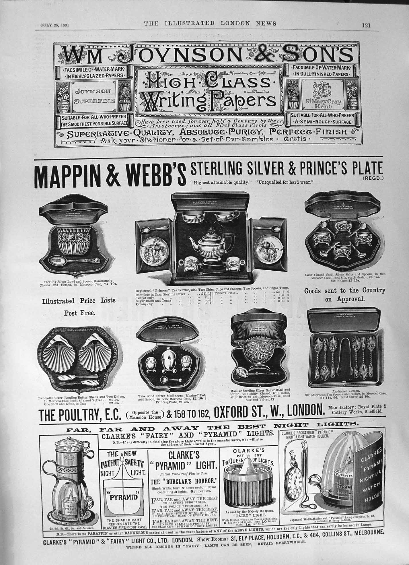 Old 1891 Joynson Writing Papers Mappin Webb Sterling Silver Clarke'S Victorian