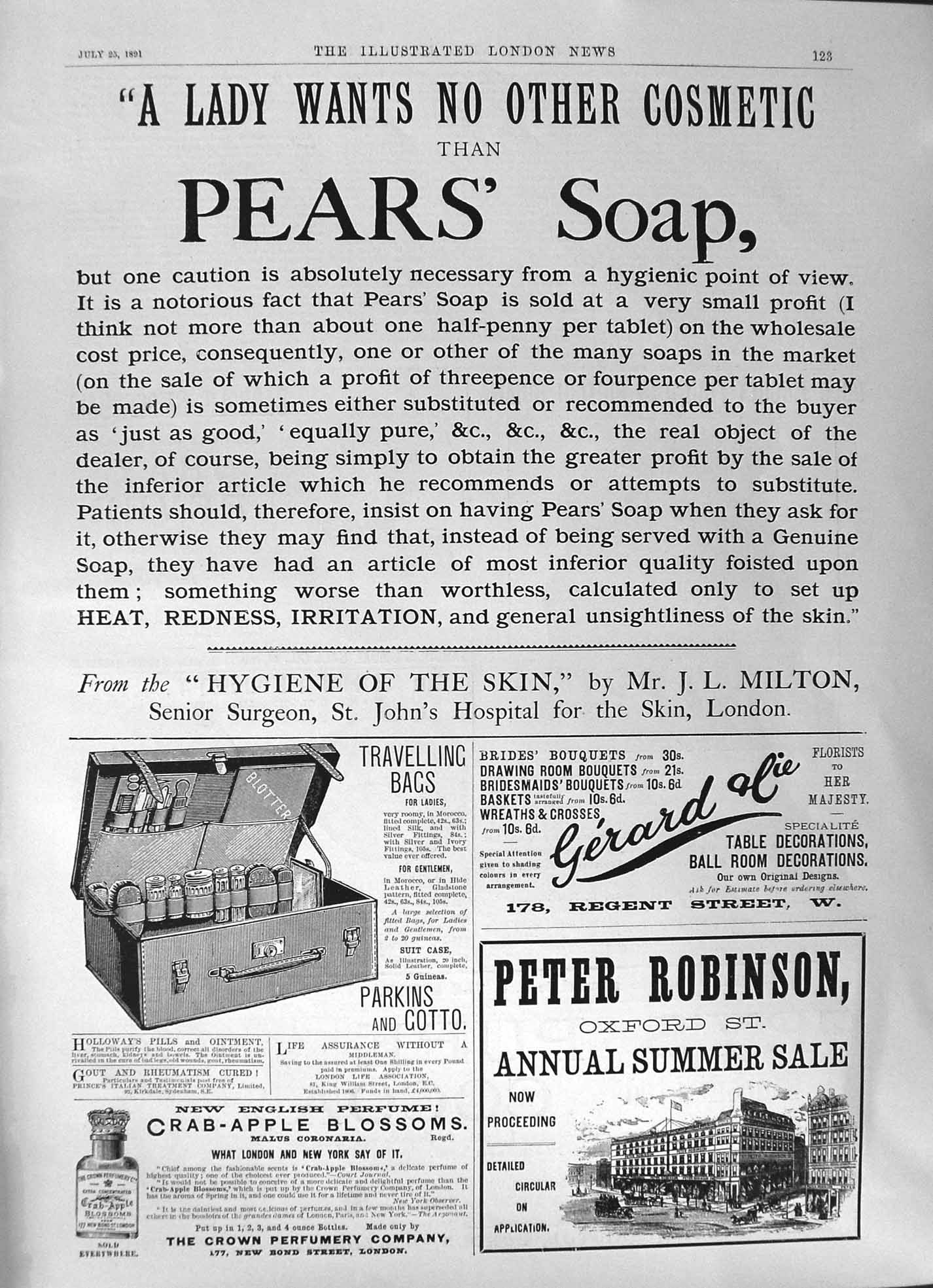 Antique Old Print 1891 Pears Soap Parkins Robinson Fry'S Cocoa GNugget Guiana