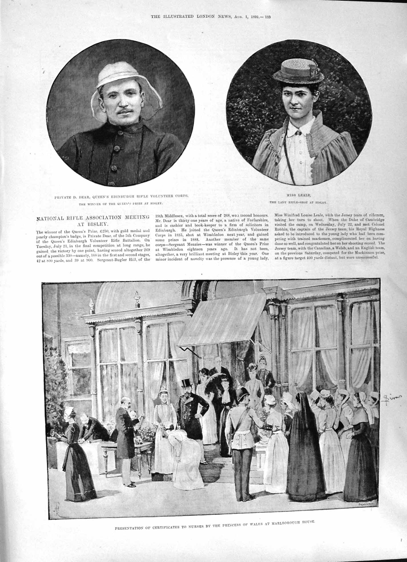 Old 1891 Leale Dear Bisley Marlborough Wales Prince Polytechnic Insti Victorian