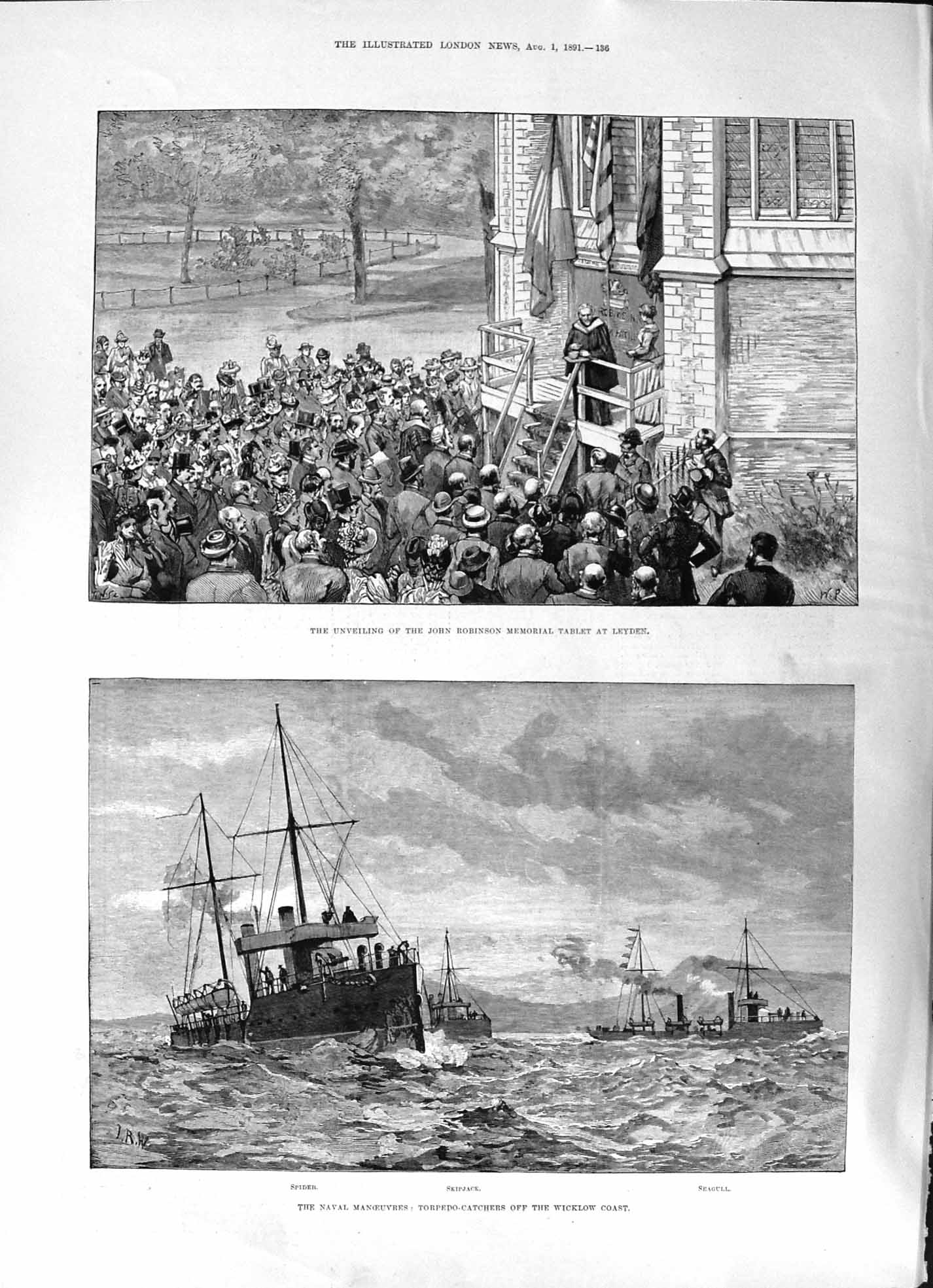 Old 1891 John Robinson Memorial Leyden Torpedo-Catchers Ellis Stephen Victorian