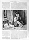 Antique Old Print 1891 Young Child Rostel Picture First Sundew Grant Allen 19th