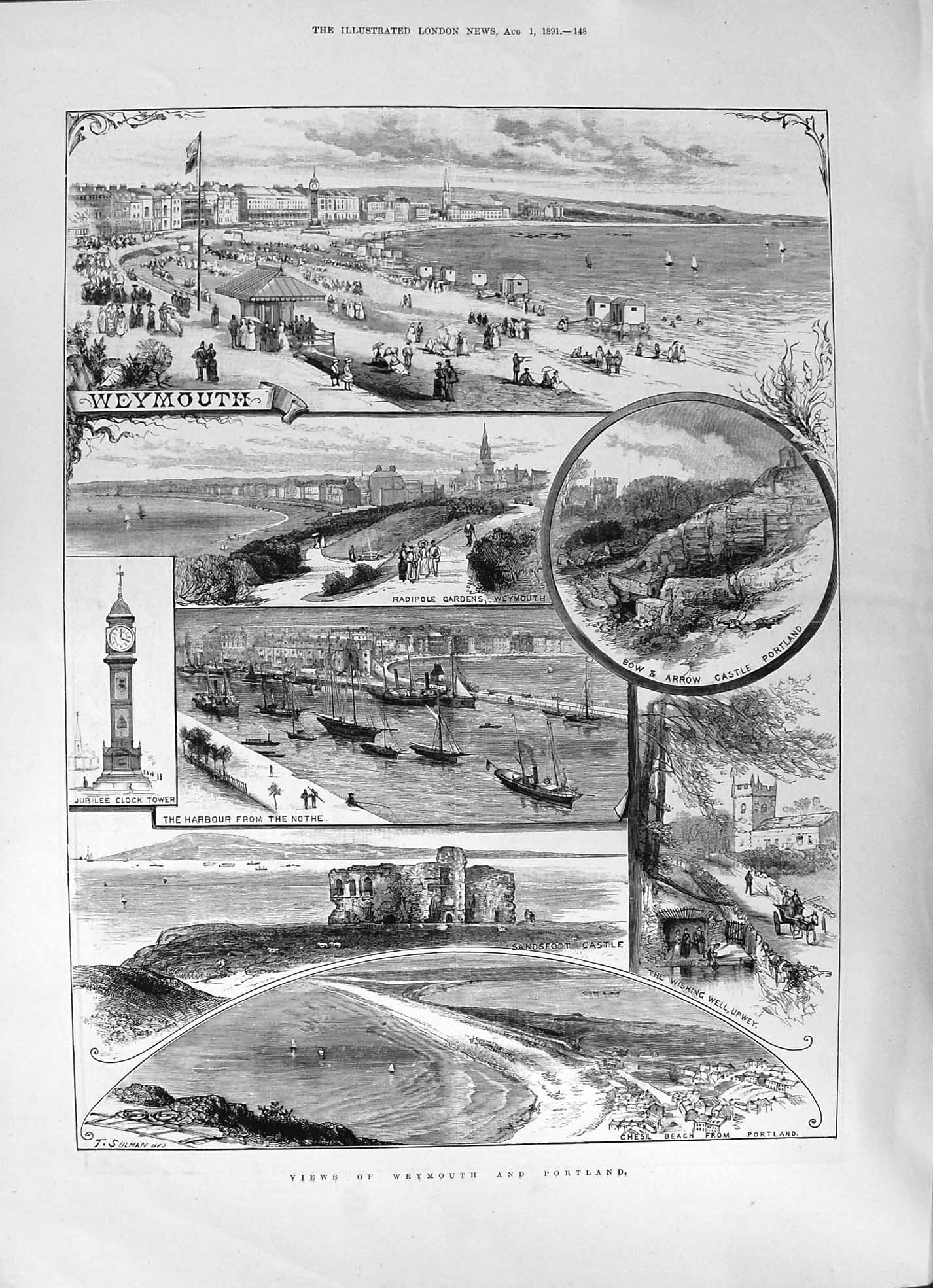 Old 1891 Weymouth Portland Views Bothwell Castle Montbard Radipole Ga Victorian