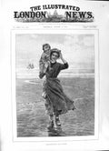 Old 1891 Homeward Bound Mother Child Seaside Scene Sailing Boat Caffi Victorian