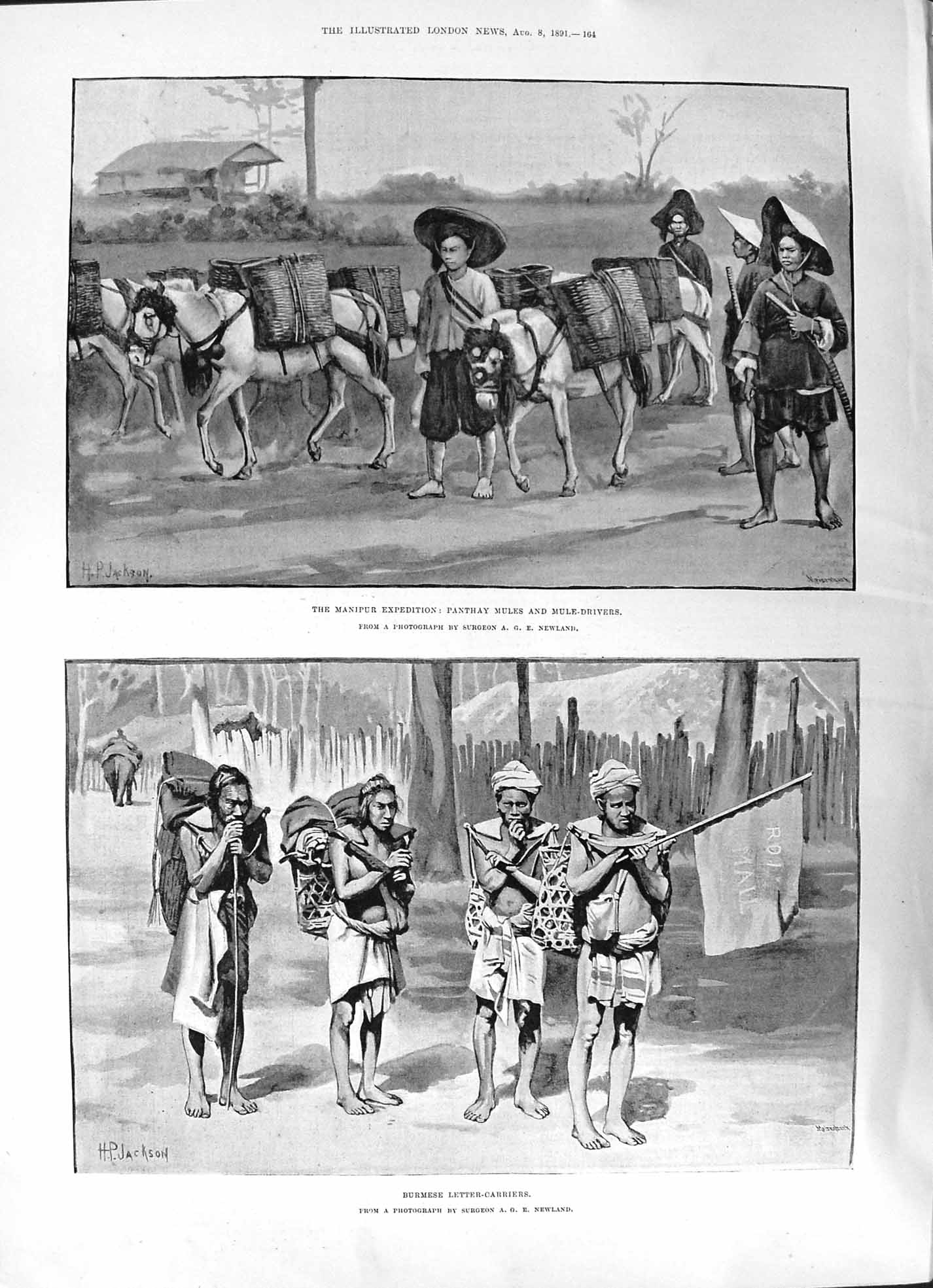 Old 1891 Manipur Expedition Panthay Mules Burmese Letter-Carriers Pal Victorian