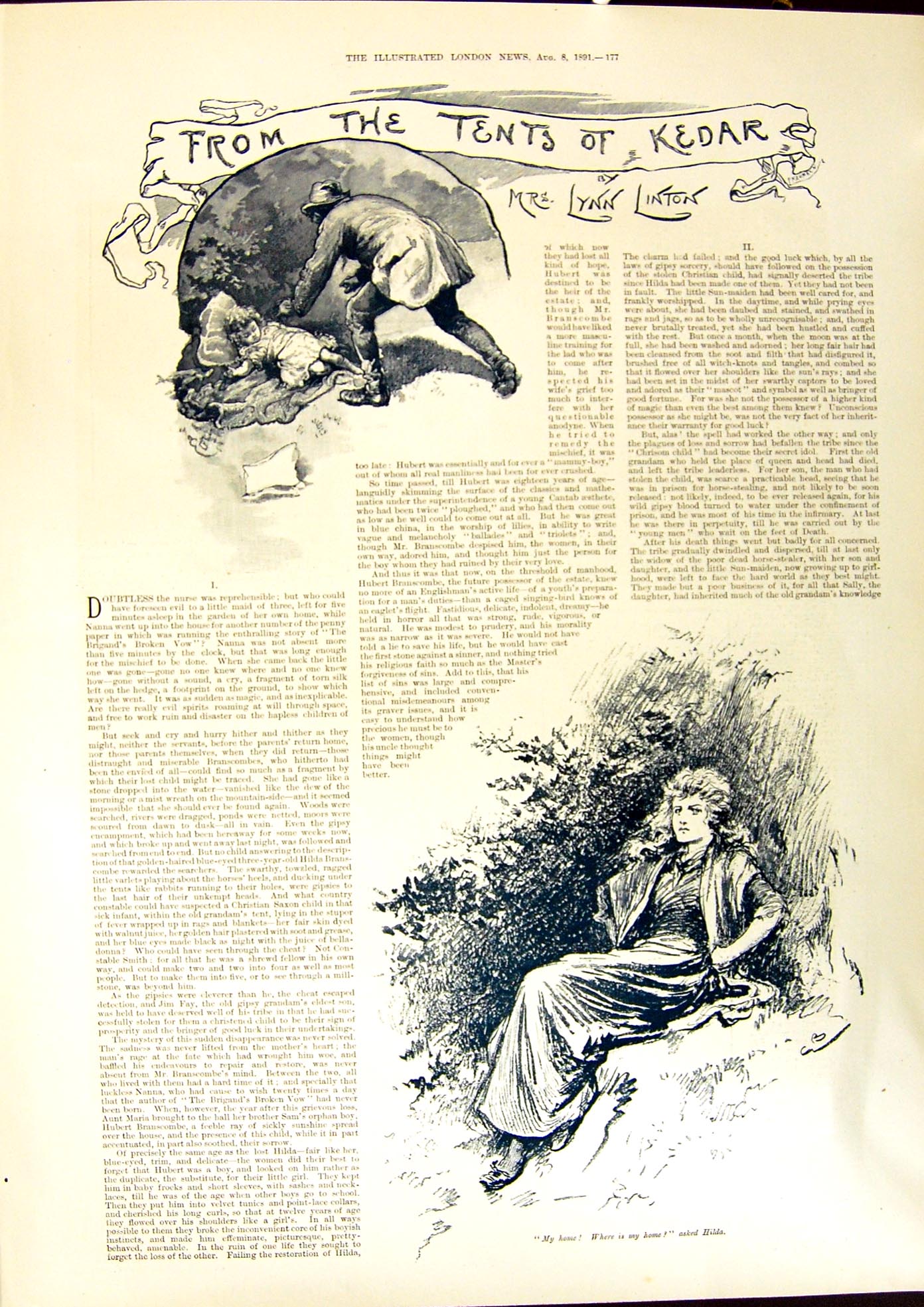 Original Old Antique Print 1891 Story Illustration From The Tents To Kedar 19th