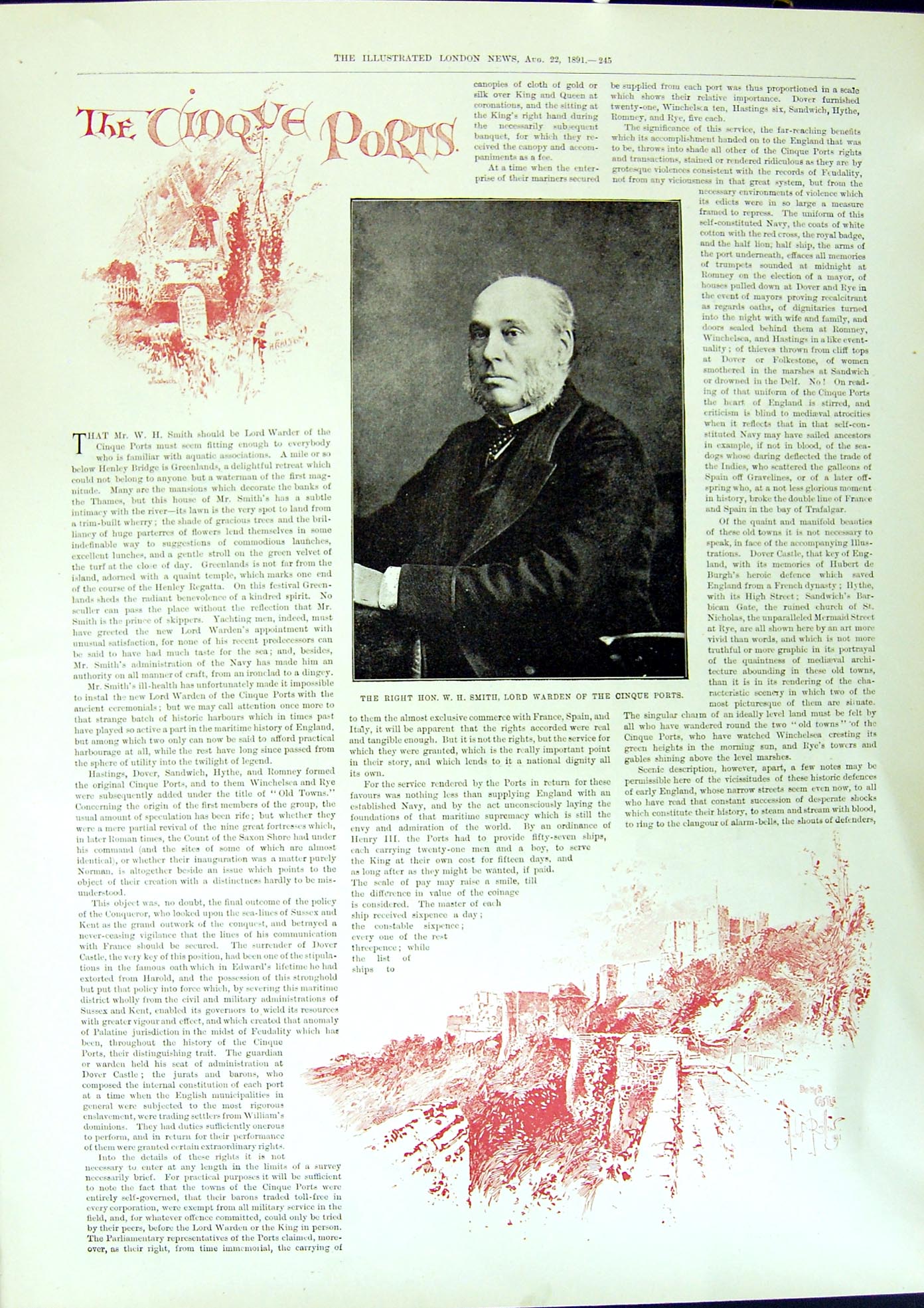 Old 1891 Smith Lord Warden Cinque Ports Mermaid Street High Rye Marsh Victorian