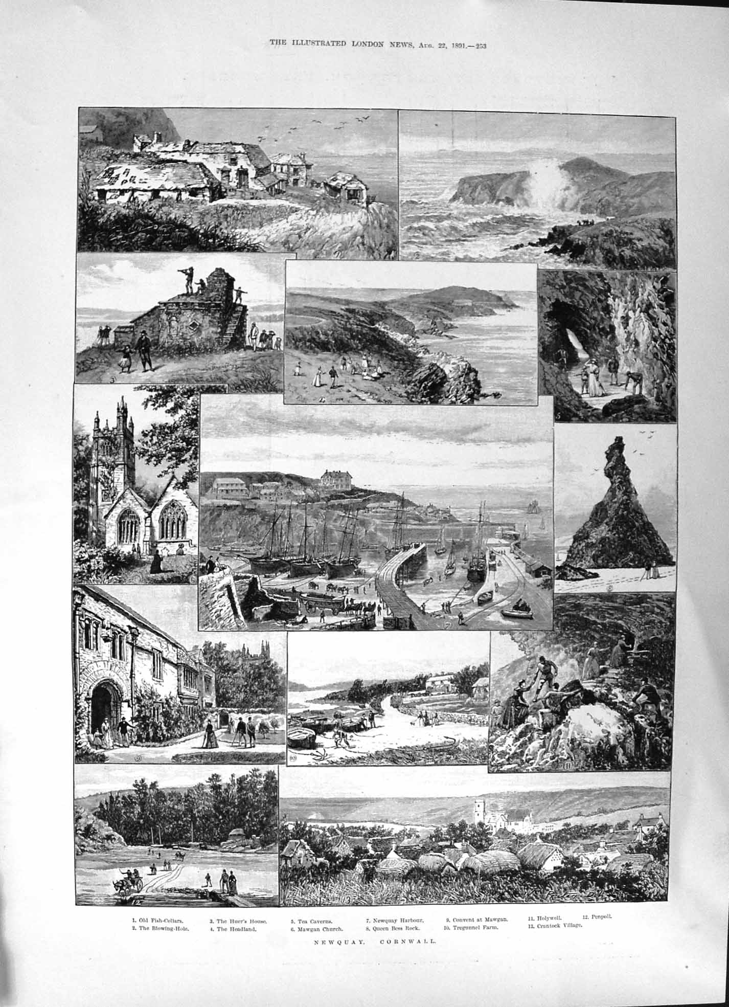 Old 1891 Newquay Cornwall Treves Moselle Katherines Quay Dietrich Str Victorian