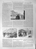 Original Old Antique Print 1891 Street Bayreuth Market Rye-Meal Stall Victorian