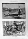 Old 1891 Reaping Harvest River Boat Fire-Engine Siberian Town Sketch Victorian
