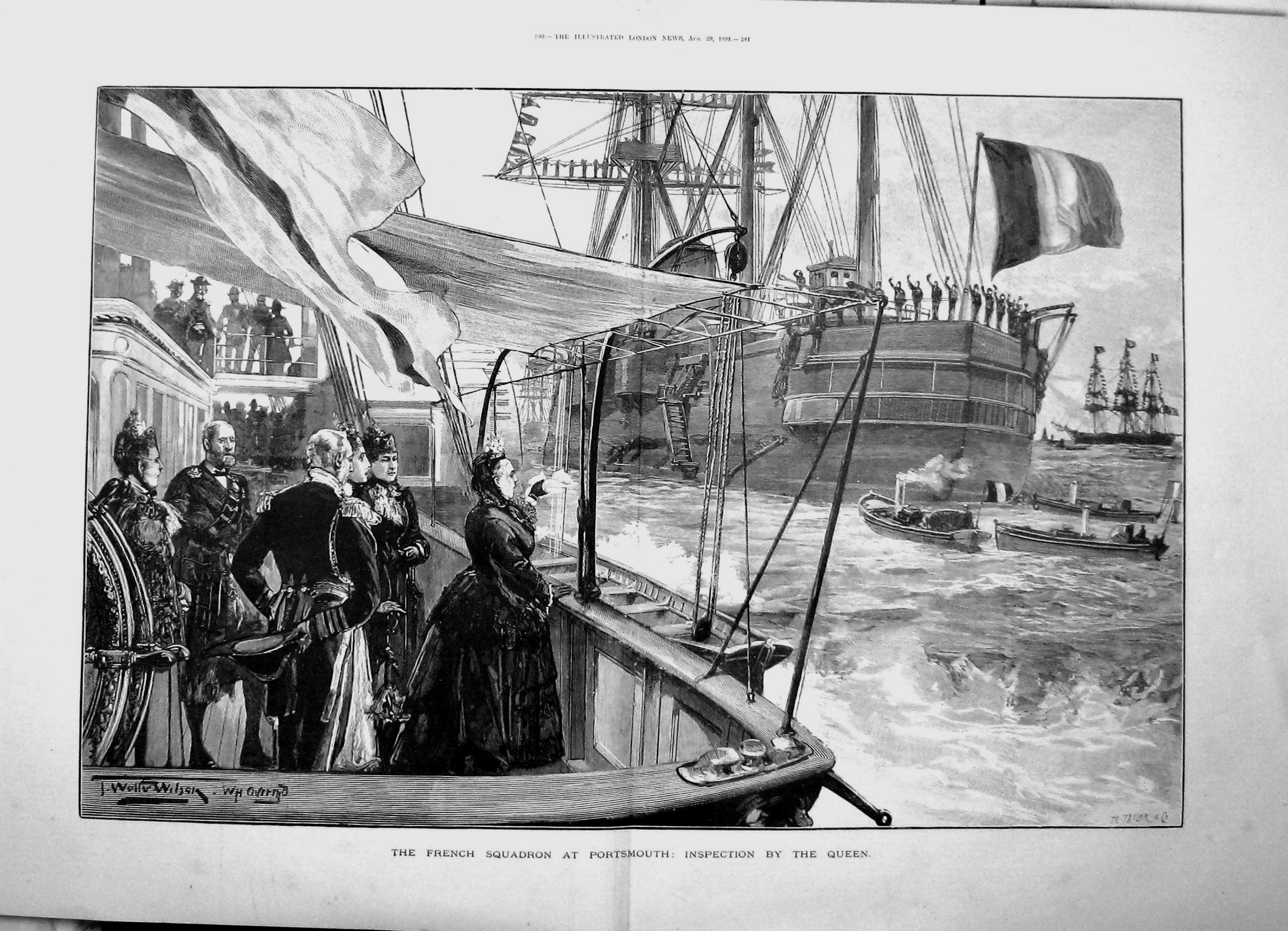 Old 1891 French Squadron Portsmouth Queen Inspection Boats Sailing Sh 19th