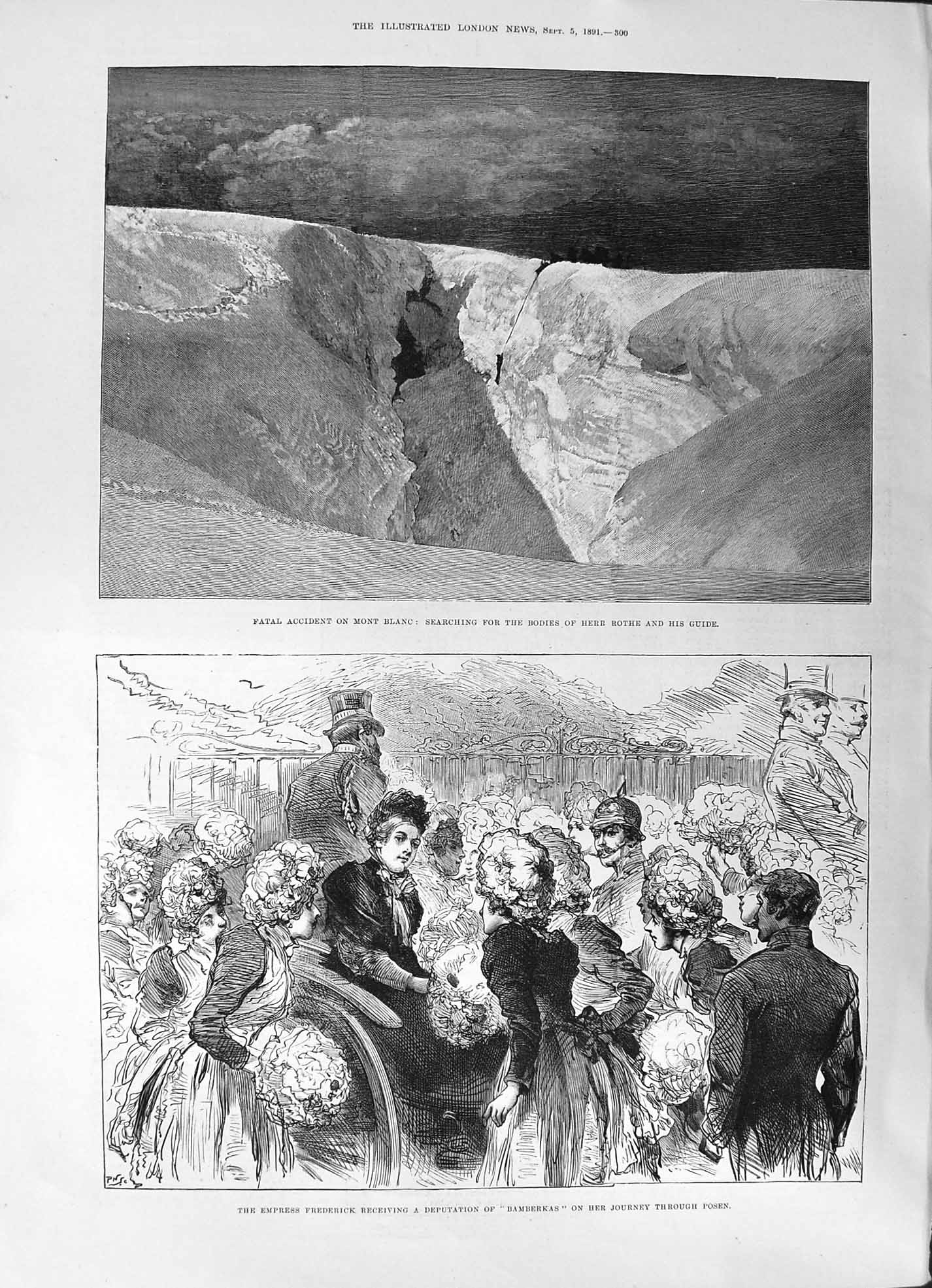 Old 1891 Accident Mont Blanc Rothe Empress Frederick Wales Prince Geo Victorian