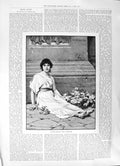 Original Old Antique Print 1891 Rose Maiden Paul Thumann Portrait Young Woman