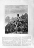 Old Antique Print 1891 Disciple Izaak Outdoors Portrait Young Boy Fishing 19th