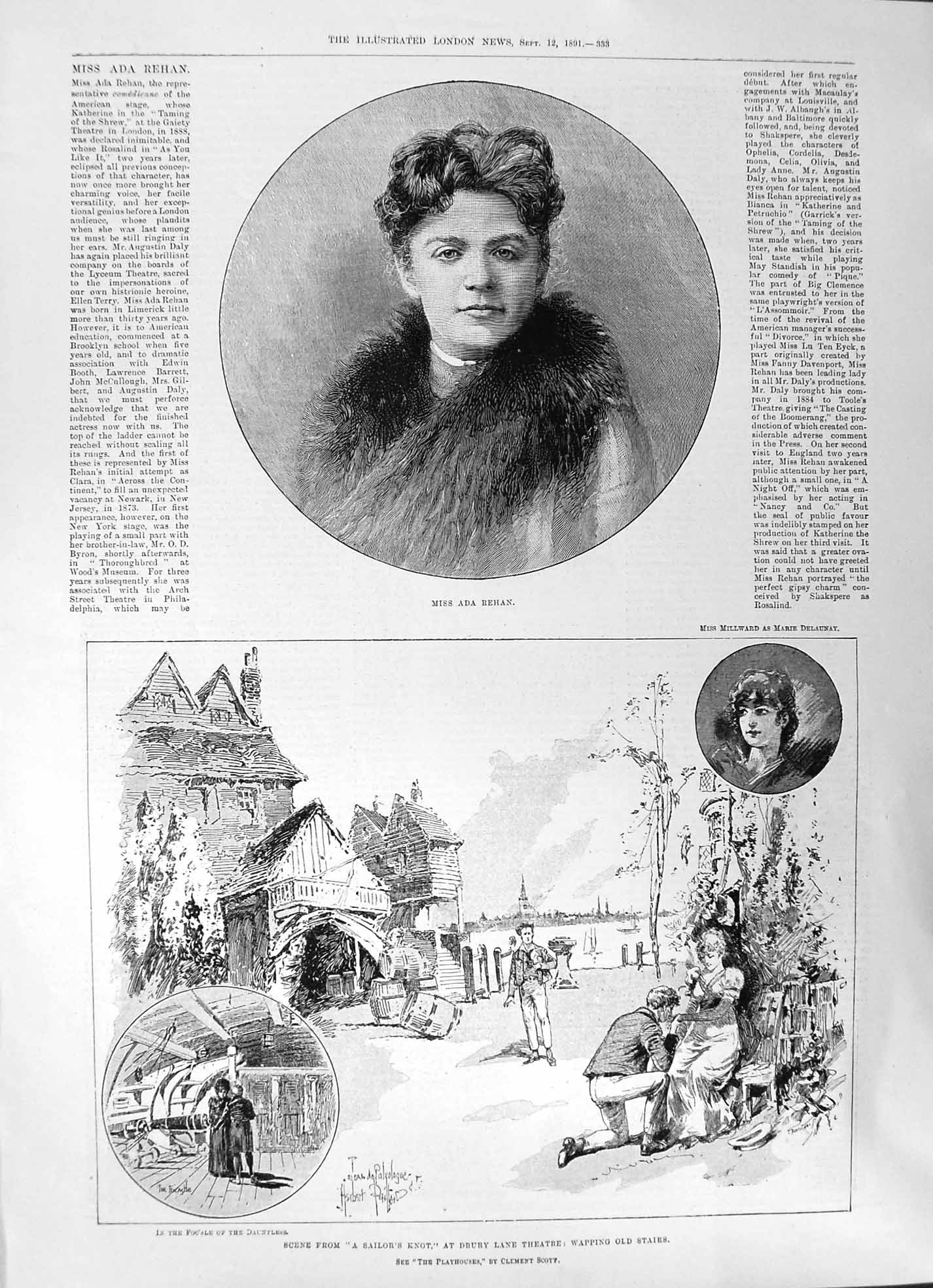 Old 1891 Rehan Sailors Knot Scene Drury Theatre Praeger Yeatman Ormer Victorian