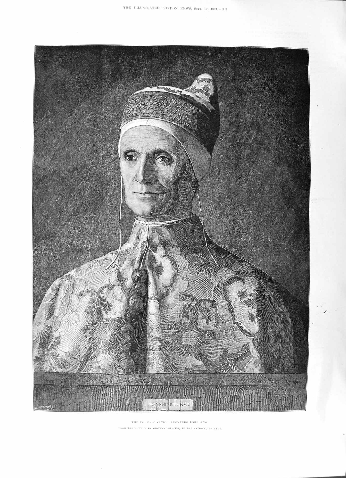 Antique Old Print 1891 Venice Leonardo Loredano Portrait William Des Voeux Ho