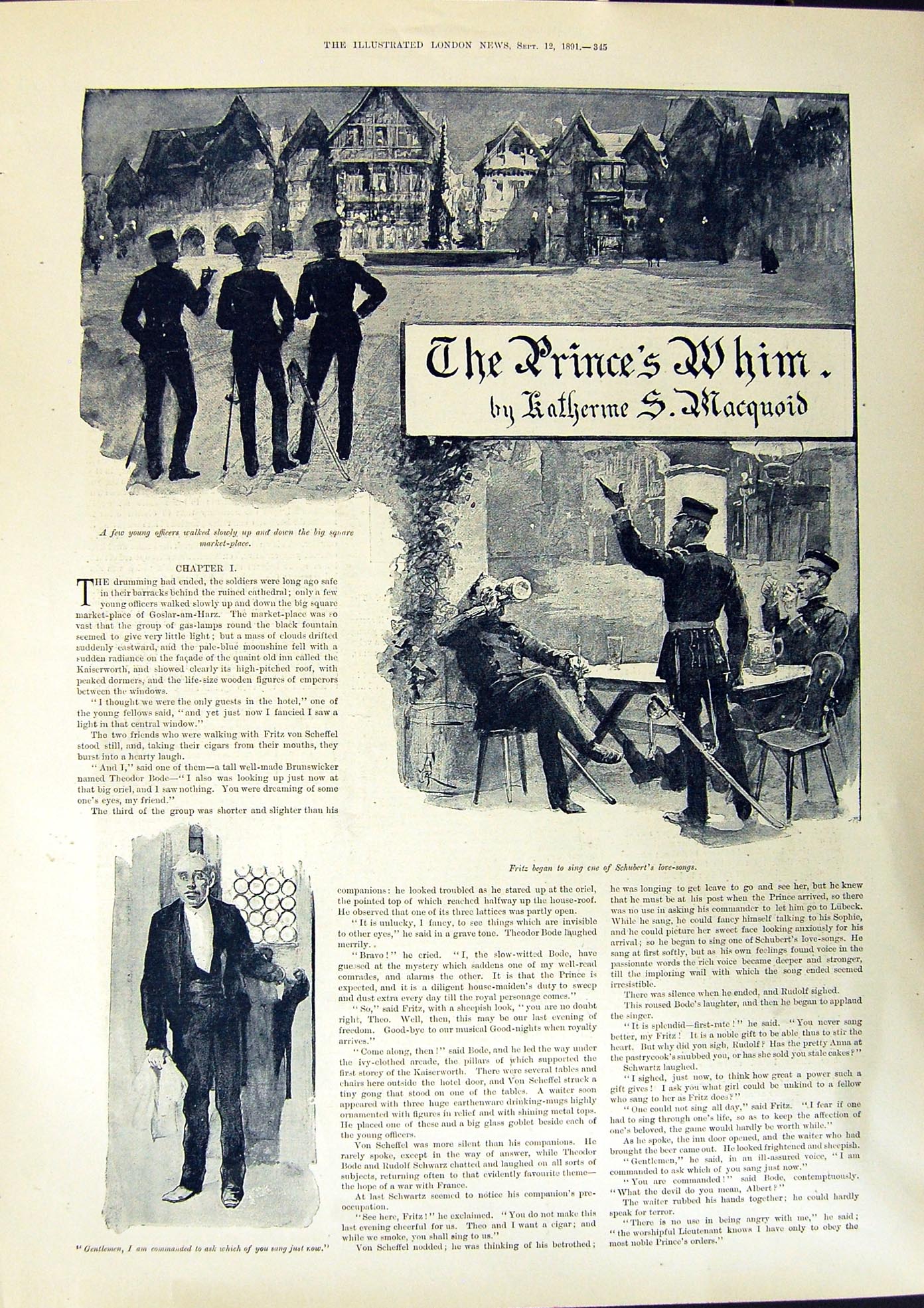 Old 1891 Prince'S Whim Story Illustration Katherine Macquoid Hop Gard Victorian