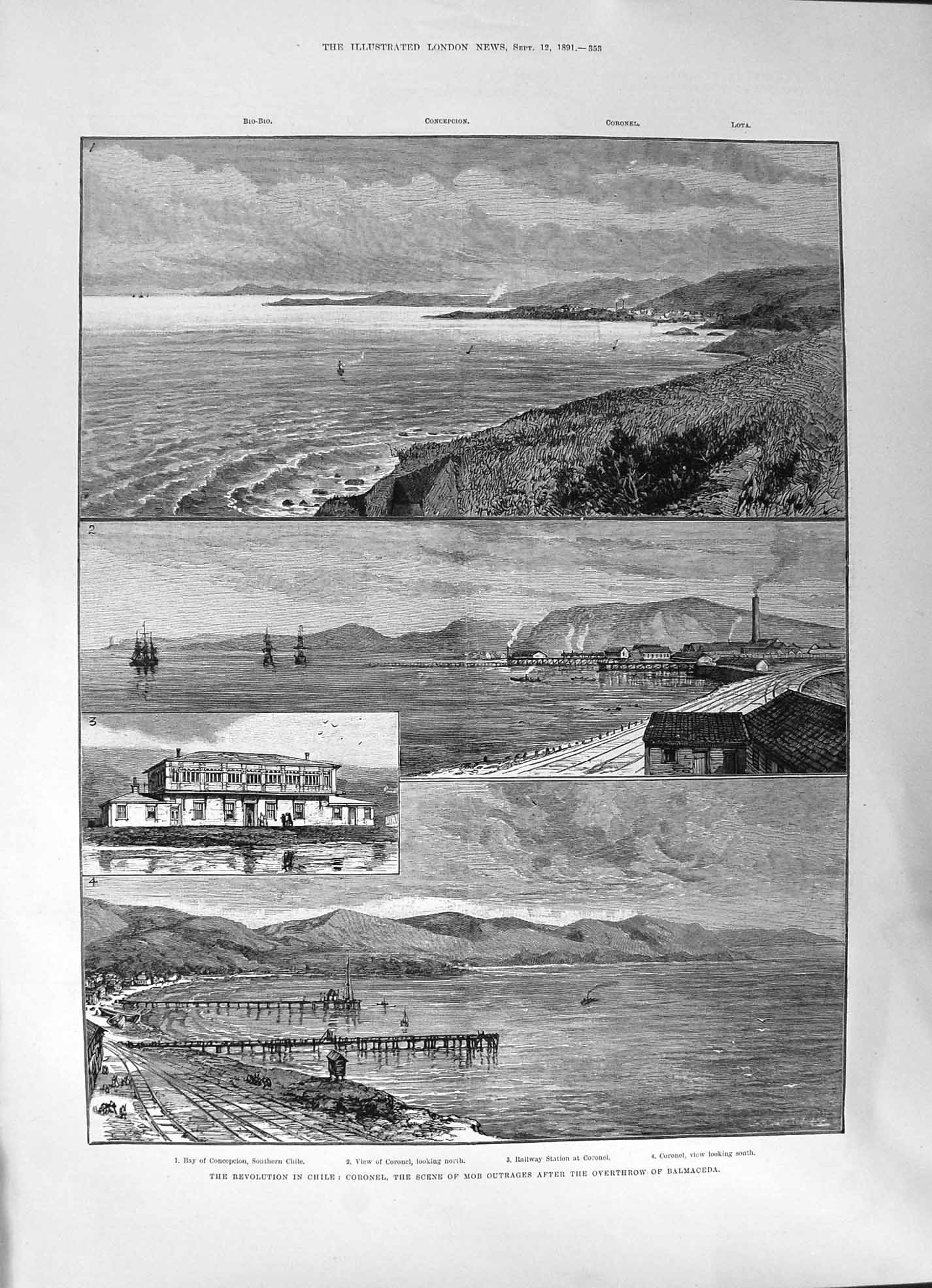 Old 1891 Chile Revolution Coronelview Railway Royal Navy Exhibition S Victorian