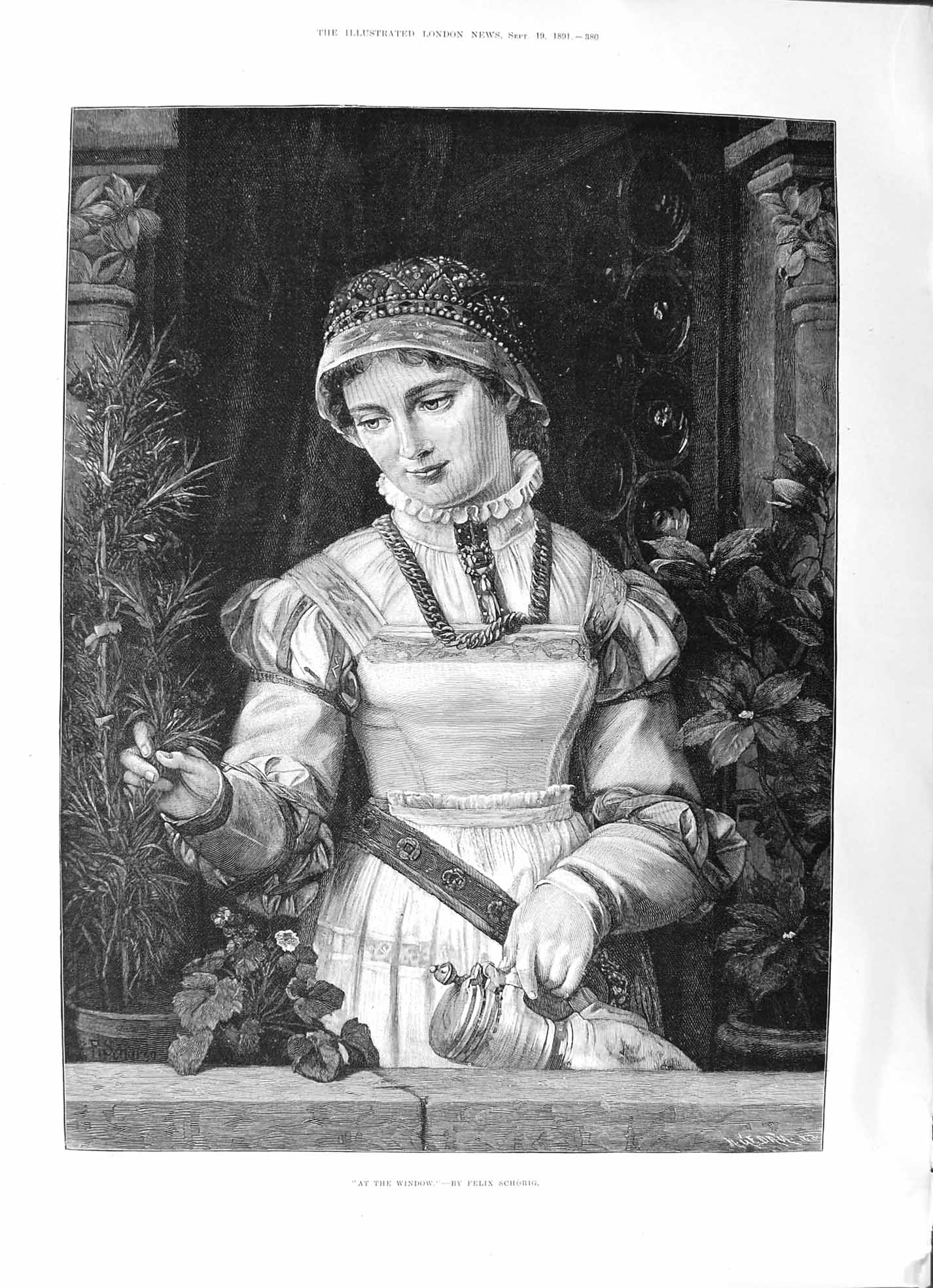 Old 1891 Young Woman Window Felix Schorig Towrows Hereford Festival C Victorian