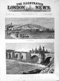 Antique Old Print 1891 Malaga Port Saragossa Stone Bridge Spain Destructive 19th