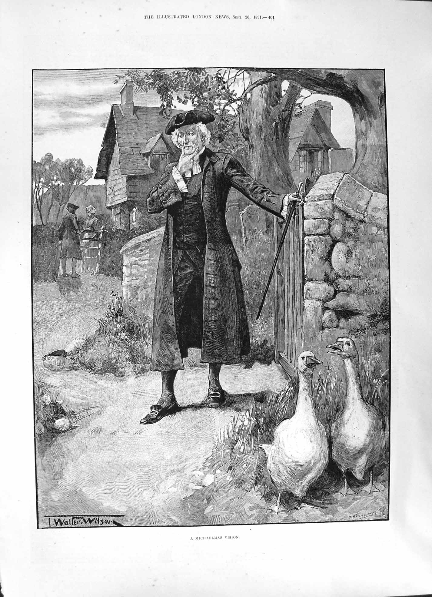 Old 1891 Michealmas Vision Geese Wilson Outdoor Scene Steell Hare Ver Victorian